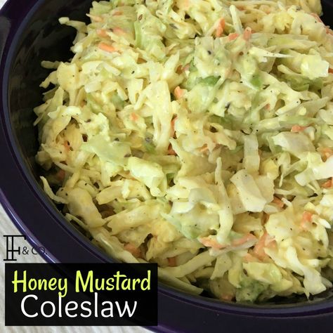 Honey Mustard Coleslaw - A Unique Twist on a Traditional Recipe Honey Mustard Coleslaw, Bbq Coleslaw, Mustard Coleslaw, Homemade Coleslaw Recipe, Cheap Side Dishes, Recipe Brownies, Coleslaw Recipes, Coleslaw Recipe Easy, Vegan Coleslaw