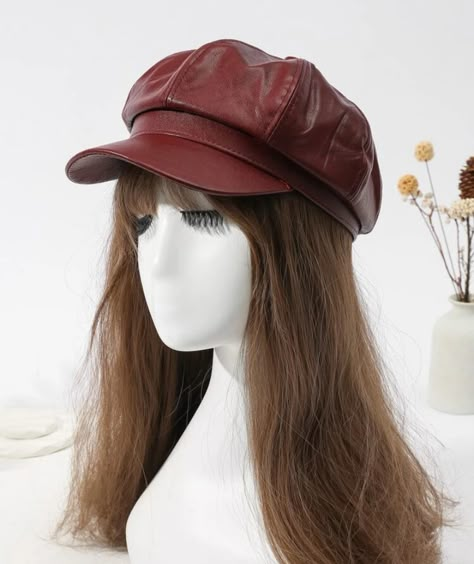 Baker Hat Outfit, Baker Boy Hat Outfit, Vintage Beret, Cute Beret, Trendy Caps, Burgundy Hat, Hat Aesthetic, Baker Boy Cap, Baker Boy Hat