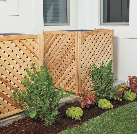 Ac Screen, Lattice Ideas, Hvac Cover, Air Conditioner Screen, Air Conditioner Cover Outdoor, Ac Unit Cover, Diy Ac, Wood Lattice, Ac Cover