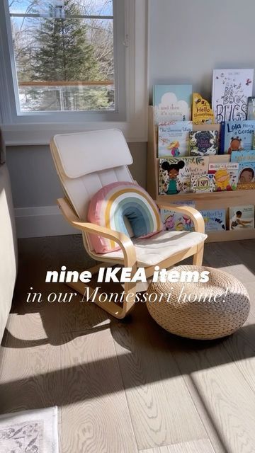 Flisat Book Display, Flisat Wall Storage, Ikea Montessori, Ikea Book, Reading Corner Kids, Montessori Home, Ikea Poang Chair, Ikea Toy Storage, Ikea Armchair