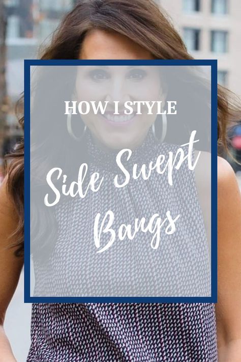 Medium Length Hair Side Swept Bangs, Long Wavy Hair With Side Swept Bangs, Cyndi Spivey Hairstyles, How To Style Side Swept Bangs Tutorials, Styling Side Swept Bangs, How To Blow Dry Side Swept Bangs, How To Style Long Bangs To The Side, How To Style Side Bangs Tutorials, Cyndi Spivey Hair