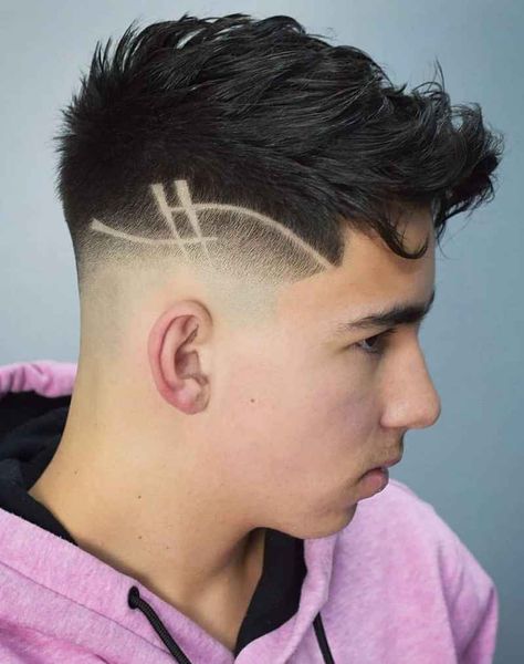 Lining Haircut Men, Haircut Lines Men, Fade Lines Haircut, Mens Haircut With Line, Hair Line Designs For Men, Designs For Boys Haircut, Fades With Designs Haircut, Cool Hair Designs For Men, Line Haircut Men