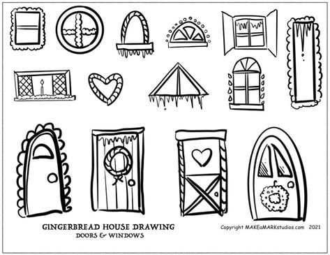 How to draw a gingerbread house… with free drawing guides! » Make a Mark Studios Draw A Gingerbread House, Gingerbread House Drawing, House Drawing Ideas, Space Perspective, Building Sketches, Simple House Drawing, House Doodle, House Design Drawing, Witches House