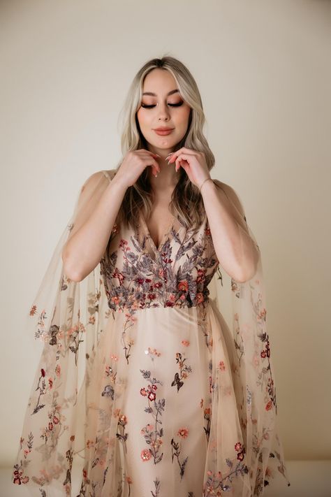 This listing is for an PRE order of the tulle Golden Gardens dress. Shown here with the beige slip dress under it (sold separately here: https://www.etsy.com/listing/745150347/boho-lace-dress-vintage-lace-dress-for?ref=listings_manager_grid)   Great for maternity photos or just non-maternity! Wedding, elopement, whatever! Fits size 2-16, maternity and non maternity. Shoulder slits on both sides, open back, only comes in a small train due to the pattern.  If you choose to pay the deposit now, the remainder will be due when the dress is finished. I will email the email address on file. Deposit is NON REFUNDABLE and the dress will be forfeited if the remainder is not paid off within a week of when the invoice for the remainder is sent out. If you need more time I am happy to plan with you but Wildflower Bridesmaid Dresses, Beige Slip Dress, Adult Dress, Summer Gowns, Golden Garden, Magical Dress, Embroidered Wedding Dress, Garden Dress, Flutter Dress