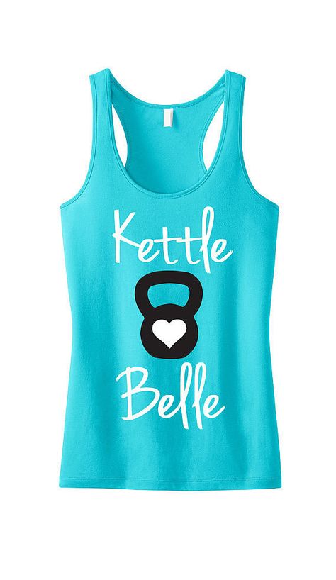 Feminine and fun, this Kettle Belle tank ($25) is perfect for a lady who loves to lift. Funny Workout Tanks, Fitness Tank Top, Gym Attire, Gym Tanks, Workout Attire, Workout Tank Top, Workout Tanks, Workout Tank Tops, Workout Gear