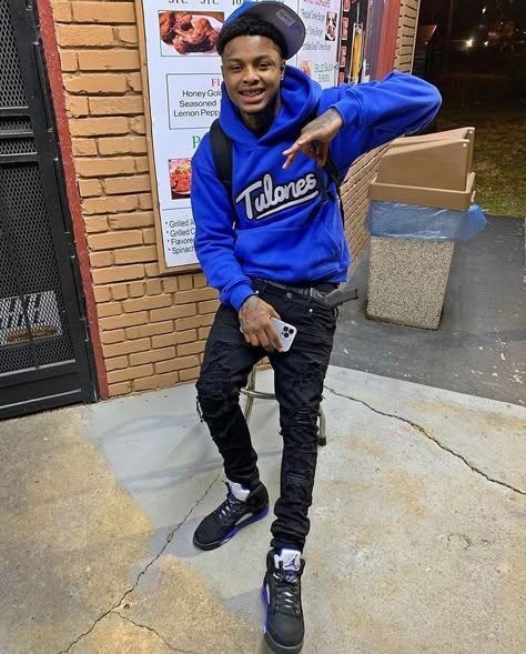 Drip Usa, Men Outfits Swag, Jordan 5 Outfit, Blue Hoodie Outfit, Slick Rick, Us Drip, Hoodie Outfit Men, Drip Fits, Drippy Outfit