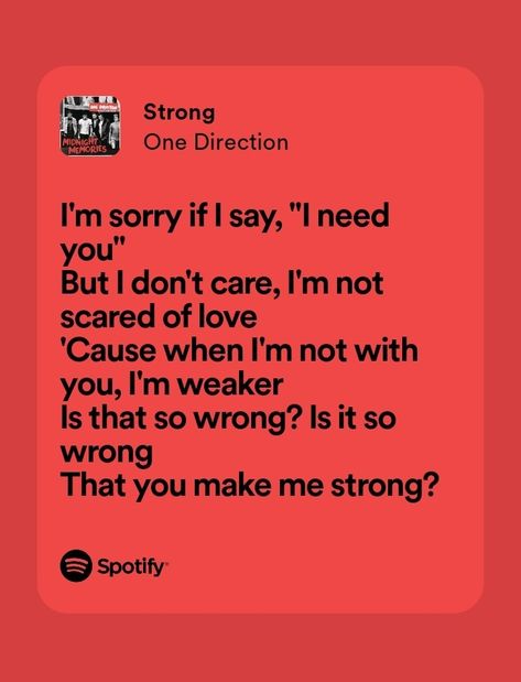 Strong One Direction Lyrics, Midnight Memories Lyrics, No Control One Direction, One Direction Spotify Lyrics, Strong Song, Strong One Direction, Lyrics One Direction, Playlist Vibes, Making Posters