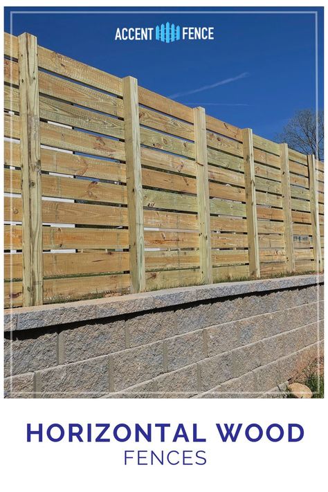 NA Horizontal Wood Privacy Fence Ideas, Wood Privacy Fence Ideas, Horizontal Wood Fence, Wood Fence Installation, Wood Fence Ideas, Wood Picket Fence, Fencing Options, Wood Fencing, Privacy Fence Ideas