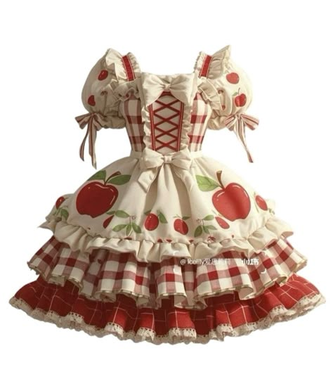 Dessert Themed Outfits, Apple Themed Outfit, Food Inspired Outfits, Mythical Outfits, Apple Skirt, Fruit Outfits, Apple Outfit, Apple Clothes, Vtuber Model Ideas