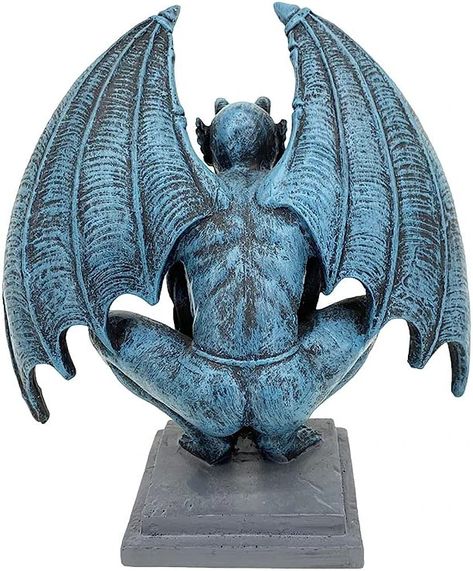 Demon Angel, Comedy Tragedy Masks, Gothic Gargoyles, Dragon Wing, Medieval Gothic, Stone Statue, Comedy And Tragedy, Porch Railing, Angel Decor