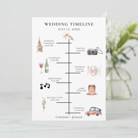 Diy Wedding Dress Sash, Event Itinerary, Table Number Cards Wedding, Small Private Wedding, Wedding Agenda, Icon Card, Itinerary Wedding, Wedding Program Design, Programs Wedding