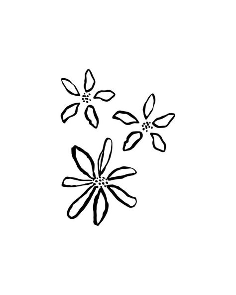 Hand painted black flowers loosely painted by hand Stick Flowers Drawing, Cool Flower Designs, Flowers On Hand Tattoo, Simple Drawing Flowers, Funky Flower Tattoo, Tattoo Ideas Designs, Simple Earthy Tattoos, Tiny Flowers Drawing, Cute Tattoos Flower