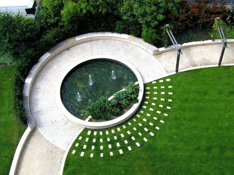 In circles Circular Landscape Design, Circular Landscape, Circular Garden, Circular Lawn, Moderne Have, Modern Garden Design, Landscape Architecture Design, Contemporary Garden, Garden Landscape Design