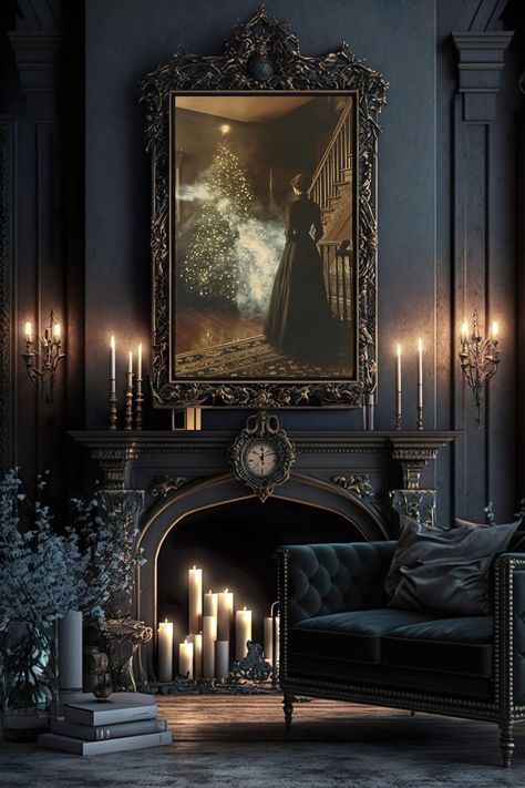 Maximalism Interior, Vampire House, Witchy Cottage, Cottagecore Home, Dark Home Decor, Fantasy Decor, Holiday Artwork, Moon Art Print, Dark Home