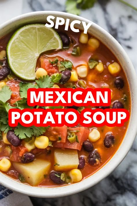 A photo of a  Spicy Mexican Potato Soup a potato soup recipes Mexican Potato Soup, The Best Potato Soup, Potato Soup Recipes, Creamy Potato Soup Recipe, Mexican Potatoes, Best Potato Soup, Potatoes And Onions, Creamy Potato Soup, Loaded Baked Potato Soup