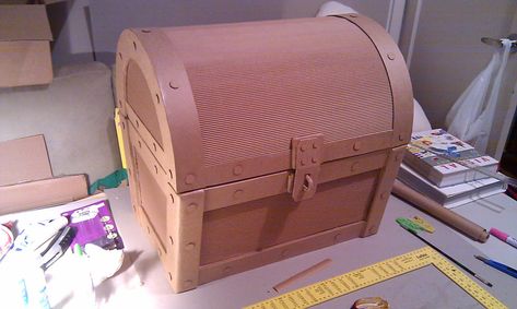 Cardboard Treasure Chest – Fold Out Fun Cardboard Treasure Chest, Treasure Chest Craft, Chests Diy, Bespoke Boxes, Pirate Treasure Chest, Pirate Theme Party, Cardboard Toys, Pirate Birthday Party, Pirate Treasure