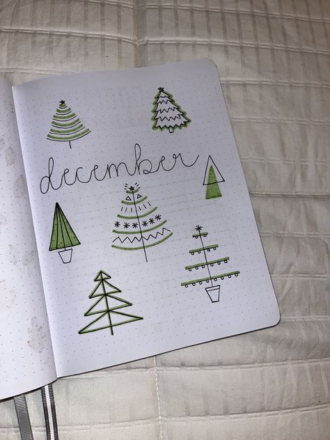 December bullet journal. Christmas trees bullet journal. Bullet journal ideas. Winter bullet journal. Bullet journal for beginners. Bullet journal title page. December Doodles Bullet Journal, December Journal Page, 2024 Title Page, December Title Page, Winter Bullet Journal, Journal Title Page, Bullet Journal Title Page, Journal For Beginners, Bullet Journal Christmas