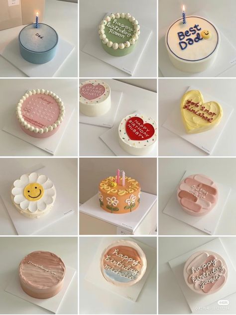 Korean Mini Cakes, Cake Minimal Korea, Lunch Box Cakes, Classic Chocolate Cake, Cake To Go, Small Birthday Cakes, Bento Cakes, Birthday Cake Decorating Ideas, Mini Torte