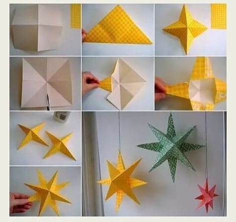 Vika Papper Jul, Origami Stella, 3d Paper Star, Origami Star, Paper Christmas Decorations, Easy Diy Decor, Dekor Diy, Origami 3d, Christmas Origami