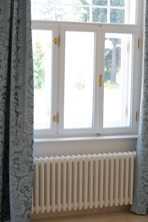 Radiator Ideas, Cast Iron Radiator, Iron Radiator, Cast Iron Radiators, Wall Installation, Old Fashioned, Cast Iron, Apartment, Curtains