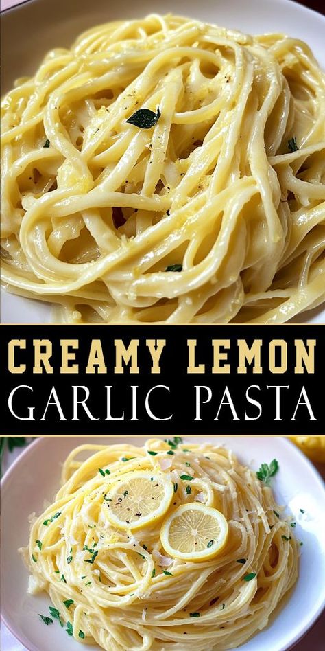 ✨ Brighten up dinner with Creamy Lemon Garlic Pasta! Silky sauce, tangy lemon, and a hint of garlic – your family will ask for seconds. Pin this delicious recipe! #LemonPasta #DinnerInspo #QuickMeals Lemon Sauce For Pasta, Garlic Cream Sauce Pasta, Creamy Lemon Garlic Pasta, Lemon Cream Sauce Pasta, Pasta With Lemon Sauce, Creamy Lemon Sauce, Lemon Pasta Recipes, Garlic Pasta Sauce, Creamy Garlic Pasta