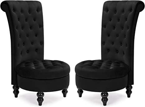 Avawing Queen Throne Chairs for 2,Retro Armless Sofa Chair for Bedroom Living Room,deep seat Chair with Sturdy Wood Legs (2, Black) Armless Chair Living Room, Queen Throne, Gothic Chair, High Back Accent Chairs, Throne Chairs, Royal Chair, Black Chairs, Gothic Furniture, Throne Chair