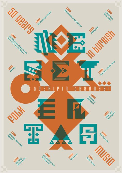 Neset Ertas - 50 Years in Turkish Folk Music / Poster / 70X100 | Flickr - Photo Sharing! Restaurant Poster, Geometric Font, Graph Design, Typographic Poster, Type Posters, Print Designs Inspiration, Folk Music, Graphic Design Poster, Contemporary Modern Art