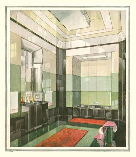 70s Era, Vintage Bathrooms, The Shadow, A Sea, Vintage Colors, Vintage Decor, House Interior, Tile, Art Deco