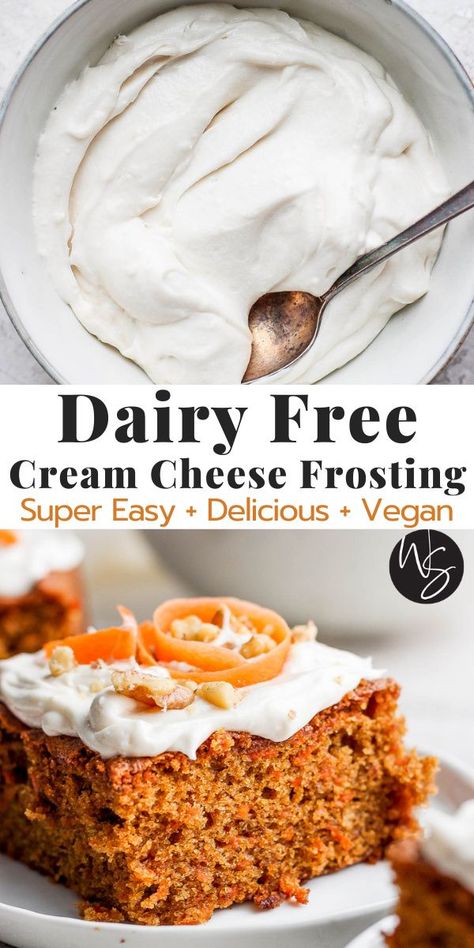 Dinner Recipes Dairy Free, Dairy Free Cream Cheese Icing, Lactose Free Cream Cheese, Dairy Free Deserts, Dairy Free Cream Cheese Frosting, Dairy Free Cake Recipe, Recipes Dairy Free, Dairy Free Cooking, Gluten Free Dairy Free Dessert