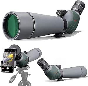 Gosky 20-60x80 Dual Focusing ED Spotting Scope - Ultra High Definition Optics Scope with Carrying Case and Smartphone Adapter for Target Shooting Hunting Bird Watching Wildlife Astronomy Scenery Spotting Scopes, Bird Hunting, Capture Photo, Telescopes, Scopes, Bird Watching, Carrying Case, Security Camera, Binoculars