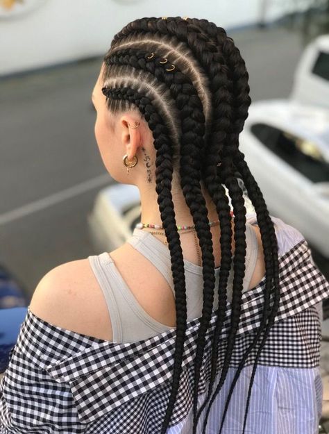 Pletenica U Kosi, 6 Cornrow Braids, Braids With Kanekalon Hair, Hip Hop Hairstyles, Hairstyles With Curly Hair, Hip Hop Hair, Braiding Hair Colors, Kanekalon Hair, Boxer Braids