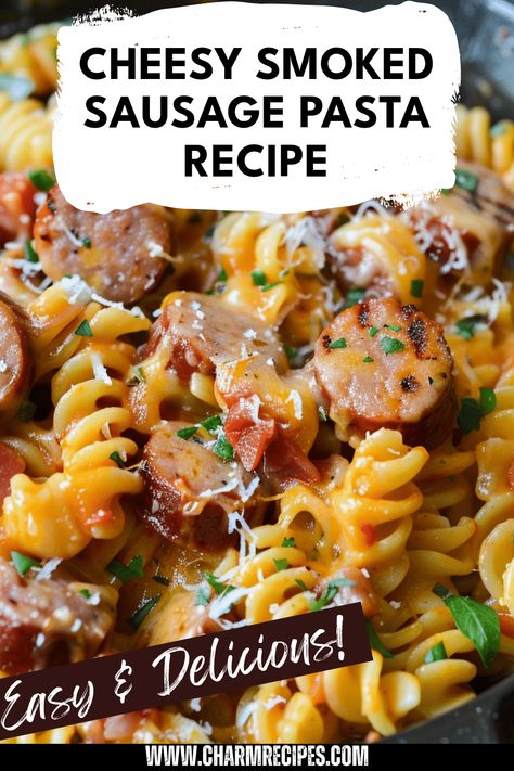 Savor the tangy delight of Cheesy Smoked Sausage Pasta, a satisfying and creamy dish perfect for weeknight dinners. This delicious recipe brings together smoked sausage and abundant cheese, resulting in a filling meal that’s both quick and easy to prepare. Ideal for busy cooks, this pasta dish can be served in under 30 minutes, making it a go-to choice for weekday family meals. Enjoy the cozy, comforting flavors as you whip up this ultimate comfort food with just a handful of simple ingredients. Smoked Sausage Pasta Casserole, Crockpot Cajun Sausage Pasta, Eskridge Sausage Recipes, Sausage Dinner Ideas Easy, Dinner Ideas Using Smoked Sausage, Dinner With Jimmy Dean Sausage, Quick Sausage Pasta Recipes, Meals Using Sausage, Smoked Apple Sausage Recipes