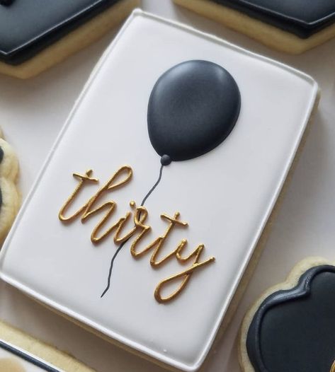 No Bake Sugar Cookies, Balloon Cookies, Happy Birthday Cookie, Iced Sugar Cookies, Graduation Cookies, Sugar Cookie Designs, Fancy Cookies, Cookie Inspiration, Cookies Decorated