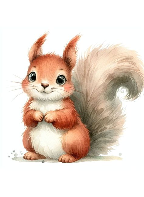 Disney Mural, Squirrel Painting, Painting Nursery, Squirrel Art, Baby Animal Drawings, Art Sketches Doodles, Book Illustration Art, Calming Atmosphere, Cute Squirrel