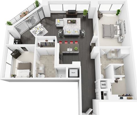 Large Apartment Layout, Small Apartment Floor Plans, Modern Luxury Apartment, Large Floor Plans, Tower Apartment, Apartment Floor Plans, Apartment Layout, Apartment Communities, Secret Rooms