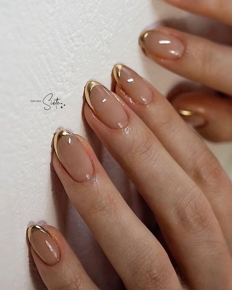 Simple Nail Designs Gold, Simple Fall Nails, Wow Nails, French Tip Nail Designs, Hello Nails, Subtle Nails, Nagel Tips, Simple Gel Nails, Classy Nails