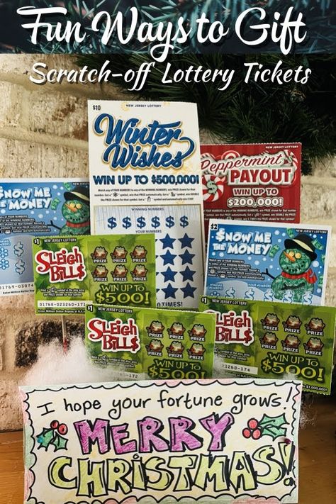 Fun ways to gift NJ Holiday Scratch-Off Tickets, including a Lucky Winter Garden and adult advent calendar. #sponsored #NJLottery #DIYHoliday #LotteryGifts (links to blog post) Lotto Christmas Gift Ideas, Scratch Tickets Gift Ideas, Diy Lotto Ticket Gift, Lottery Tickets Gift Ideas Christmas, Lottery Ticket Sayings, Gifting Lottery Tickets, Scratch Off Christmas Gift, Lottery Ticket Bouquet Christmas, Christmas Lotto Gift Ideas