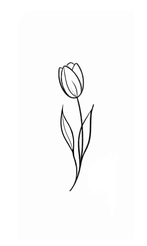 Mini Tattoos Tulip, Tulips Tattoo Ideas, Drawing Of A Tulip, Tulip Tattoo Outline, Tulip Outline Drawing, Minimal Tulip Tattoo, Abstract Tulip Tattoo, Tulip Doodle Simple, Tulip Tattoo Stencil