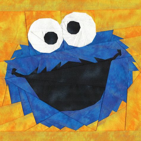 C is for Cookie it's good enough for me, designed by Michelle Thompson. Free pattern on http://fandominstitches.com C Is For Cookie, Count Von Count, Sesame Street Muppets, Paper Pieced Quilt Patterns, Paper Pieced Quilt, Childrens Quilts, Quilting Templates, Denim Quilt, Animal Quilts