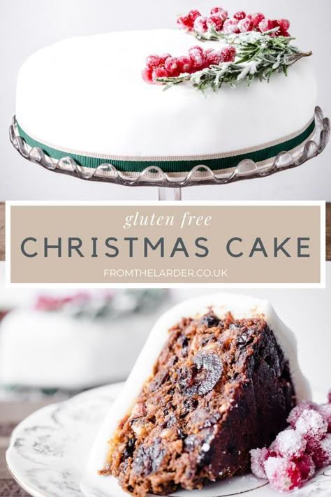 This luxurious Gluten-Free Christmas Cake is an absolute showstopper. Bursting with brandy laced fruits, rich in spices and spiked with citrus. This traditional festive fruit cake is also totally customisable to your preferred gluten free flours and has no xanthan gum. #christmascake #glutenfree #fruitcake #dessert Gluten Free Christmas Cake Recipe, Gluten Free Christmas Cake, Gluten Free Fruit Cake, Gluten Free Christmas Recipes, Gf Cake, Gluten Free Holiday Recipes, Gluten Free Cake Recipe, Gluten Free Christmas, Christmas Cake Recipes