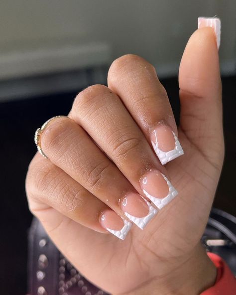 Classy Square Nails, Basic Acrylic Nails, Y2k Nails Short, Square Nails Short, Medium Acrylic Nails, Acrylic Nails Cute, White Tip Nails, Acrylic Nail Set, Drip Nails