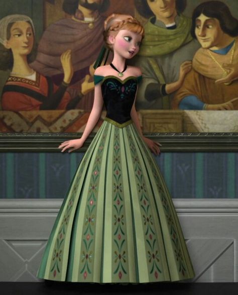 Anna's coronation dress Anna Coronation Day, Princess Anna Coronation Dress, Anna Frozen Coronation Dress, Mal Coronation Dress, Anna Dress To Impress, Anna Frozen Cosplay, Anna Frozen Dress, Frozen Anna Costume, Anna Outfit