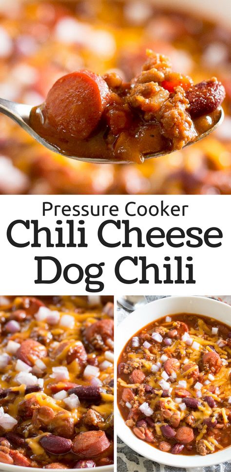 Pressure Cooker Chili, Chili Recipe Stovetop, Chili Easy, Chili Cheese Dogs, Hot Dog Chili, Electric Pressure Cooker Recipes, Cheese Dog, Hot Dog Recipes, Slow Cooker Chili