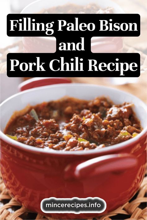 Filling Paleo Bison and Pork Chili Recipe Weight Watchers Turkey Chili, Crock Pot Turkey Chili, Turkey Chili Recipe Crockpot, Pork Chili Recipe, Turkey Chili Recipe Easy, Weight Watchers Chili, Crock Pot Turkey, Chili Turkey, Weight Watchers Crock Pot Recipes