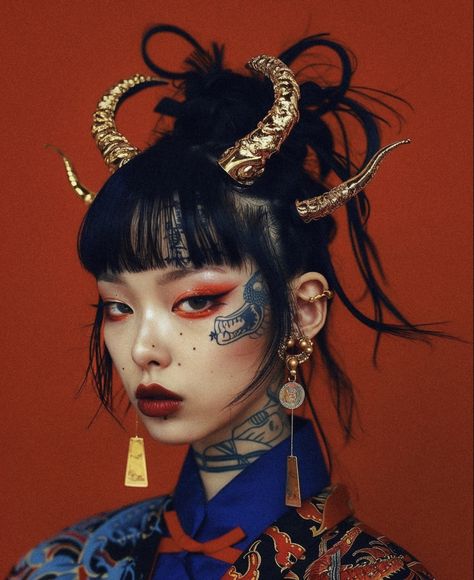 Geisha Makeup, Orange Makeup, Makeup Inspiration, Hair Makeup, Street Style, Makeup, Hair, Make Up