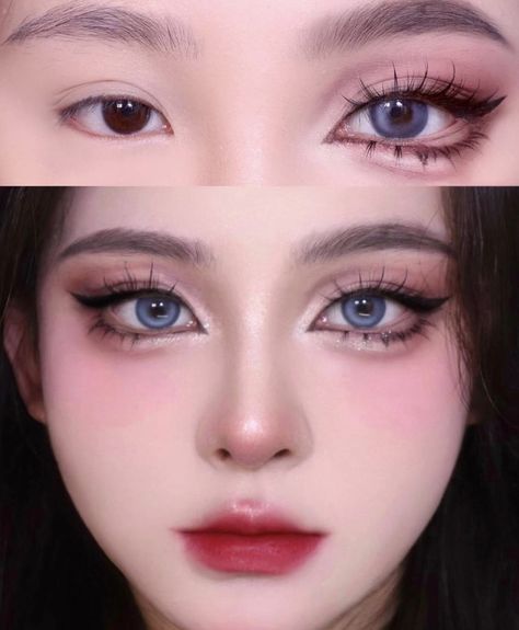 Anime Style Eyes, Makeup Asia, Teknik Makeup, Big Eyes Makeup, Anime Eye Makeup, Realistic Eyes, Pretty Eye Makeup, Anime Makeup, Doll Eye Makeup