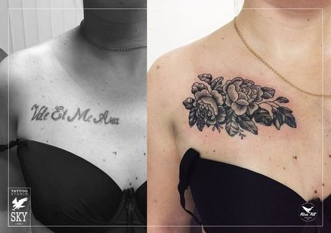 Chest Tattoo Cover Up, Cover Up Tattoos Before And After, Ankle Tattoo Cover Up, Petunia Tattoo, Tattoo On Breast, Tatuaje Cover Up, Infected Tattoo, Cover Up Tattoos For Women, Wrist Tattoo Cover Up