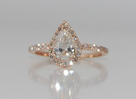 Rose gold diamond ring pear cut diamond ring. by EidelPrecious Etsy Engagement Rings, Pear Cut Diamond Ring, Pear Diamond Rings, Diamond Ring Engagement, Engagement Ring Rose Gold, Rose Gold Diamond Ring, Pear Engagement Ring, Pear Cut Diamond, Rose Engagement Ring