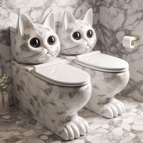 Unusual Decor, Cat Bathroom, Whimsical Bathroom, Fantasy Furniture, Cat Toilet, Fantasy Decor, Toilet Seats, Like A Cat, Cute Love Cartoons