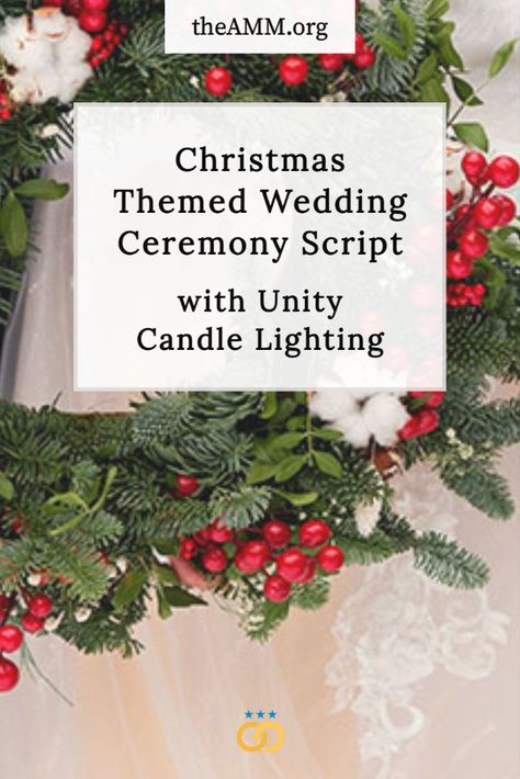 This religious Christmas themed wedding ceremony uses Christmas carols as its foundation and inspiration, with a focus on unconditional love, appreciation of family and friends, gift giving, Christian faith, light and joy, and the magic of holiday spirit. Written by ordained AMM Minister Chanelle Carlin. Christmas Themed Wedding, Wedding Guest Etiquette, Ceremony Script, Candle Lighting Ceremony, Wedding Ceremony Unity, Wedding Ceremony Script, Wedding Script, Candle Lighting, Unity Ceremony